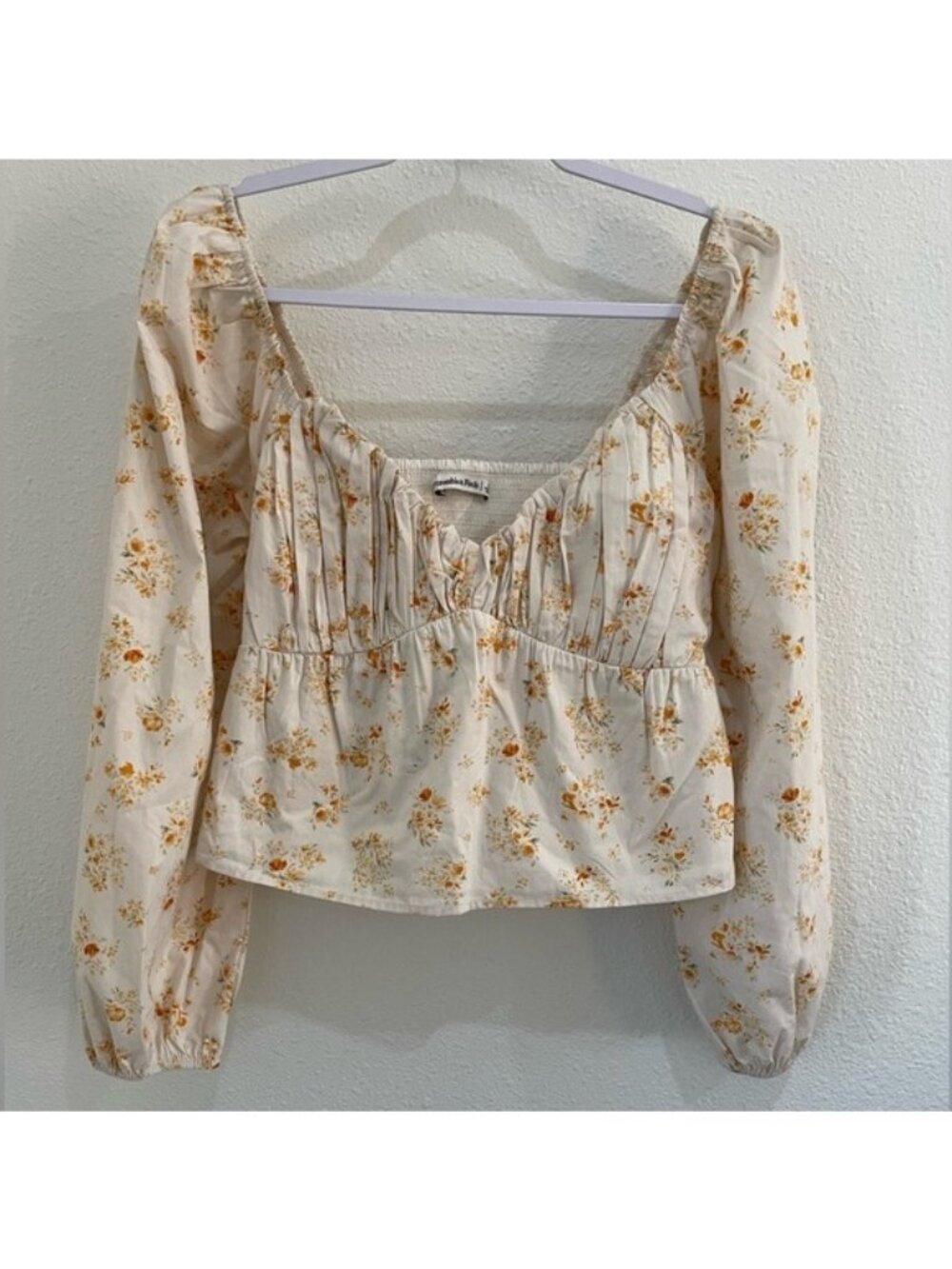 Abercrombie & Fitch Corset Floral Top Coquette Puff Sleeve Cottagecore Dainty
